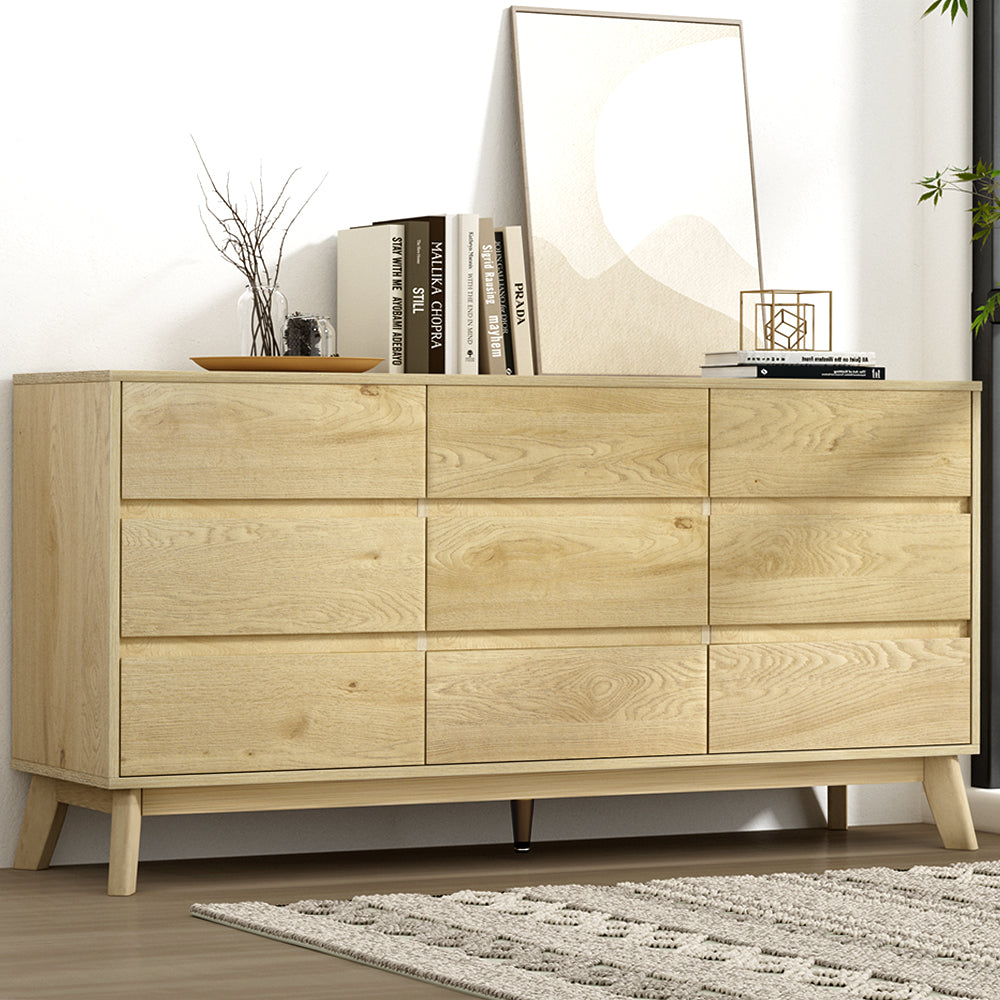 Dressers: Artiss 9 Chest of Drawers Tallboy Cabinet - XAVI Pine