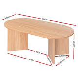 Coffee Tables: Artiss Coffee Table Oval 110CM Pine Alva