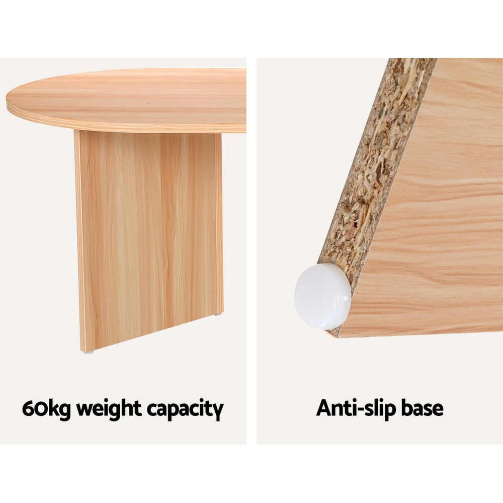 Coffee Tables: Artiss Coffee Table Oval 110CM Pine Alva