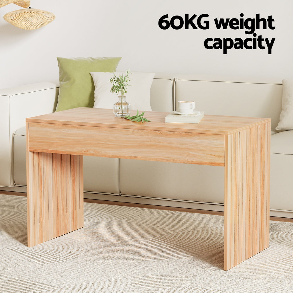 Coffee Tables: Artiss Coffee Table Rectangle Fluted Side 100CM