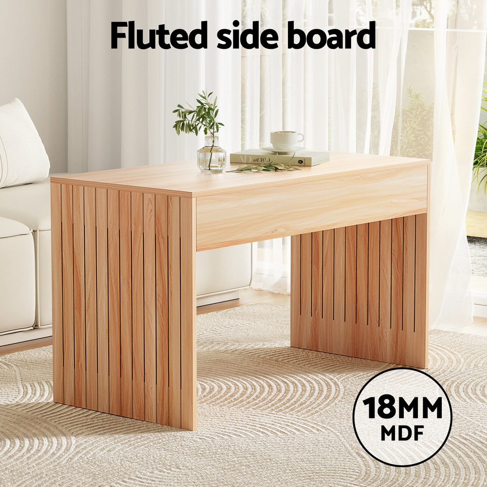 Coffee Tables: Artiss Coffee Table Rectangle Fluted Side 100CM