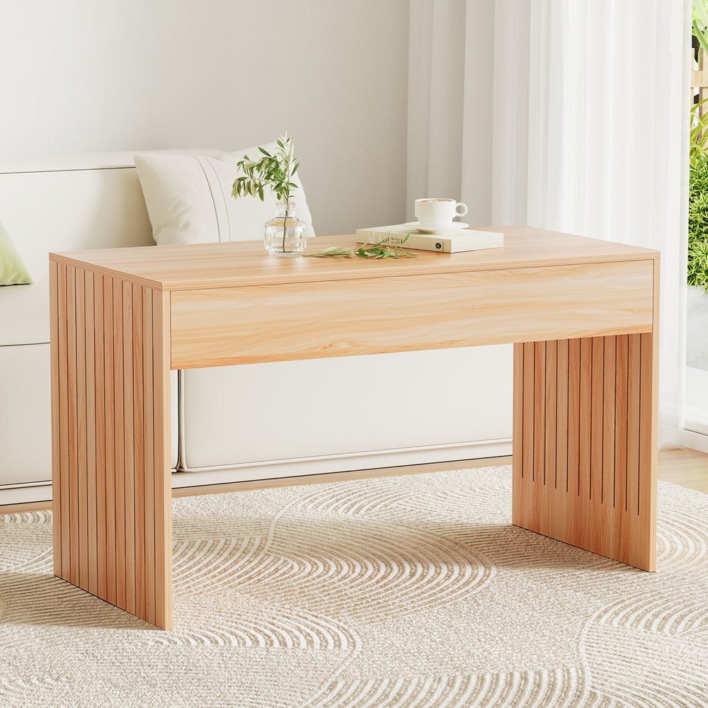 Coffee Tables: Artiss Coffee Table Rectangle Fluted Side 100CM