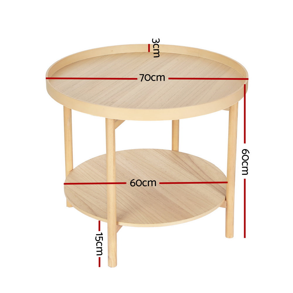 Disposable Cups: Artiss Coffee Table Side Table Round 70CM