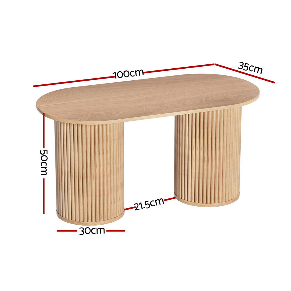 Coffee Tables: Artiss Coffee Table Oval 100CM Pine Samuel
