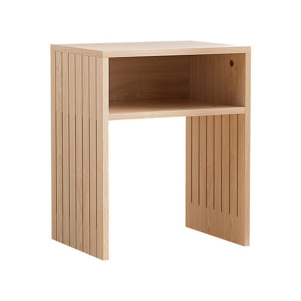 Coffee Tables: Artiss Coffee Table Storage Shelf Fluted Side Pine