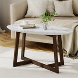Coffee Tables: Artiss Coffee Table Oval Marble Effect