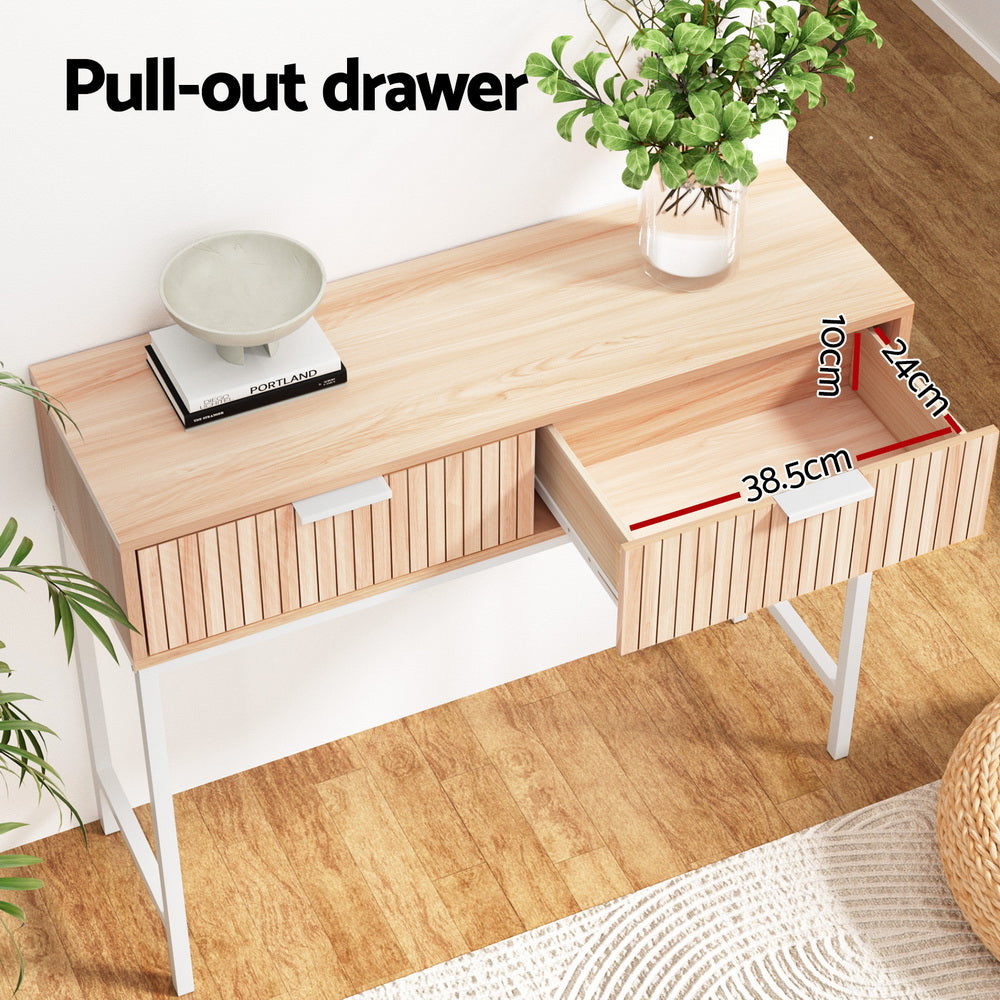 Desks: Artiss Console Table 2 Drawers 92CM