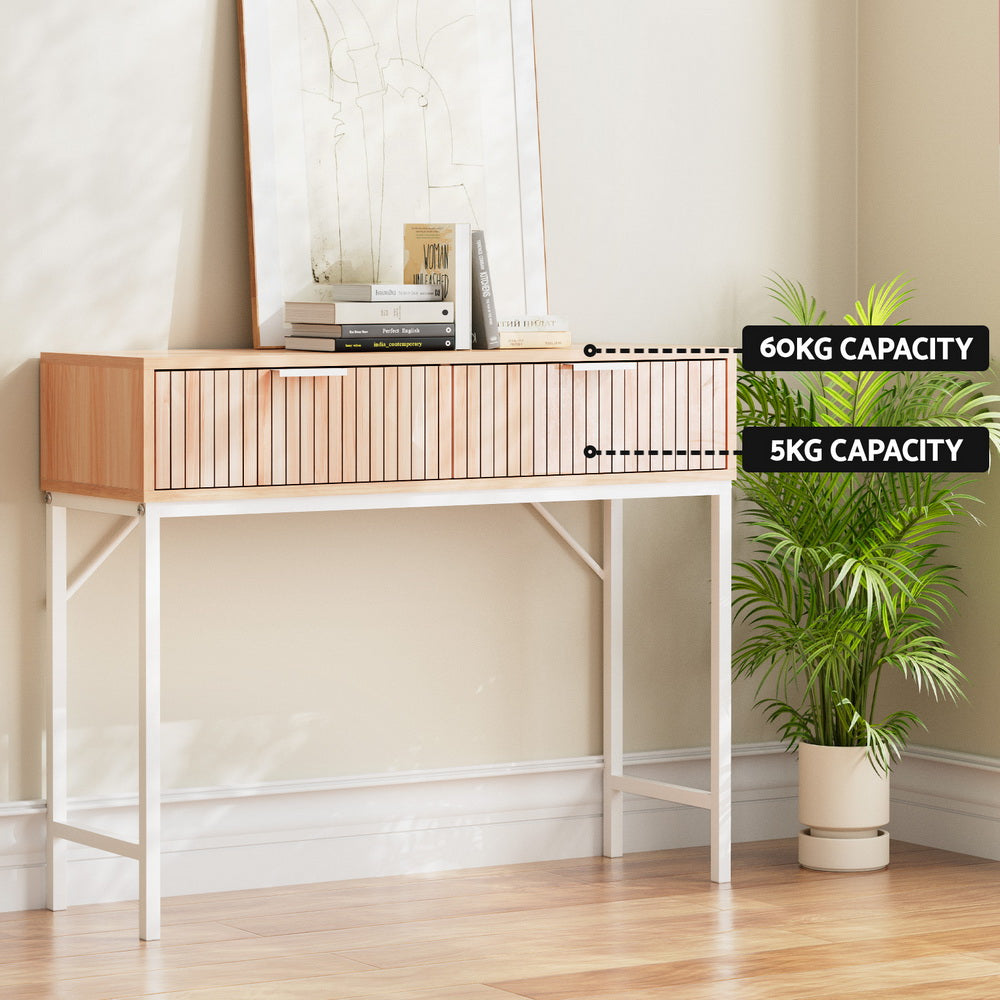 Desks: Artiss Console Table 2 Drawers 92CM
