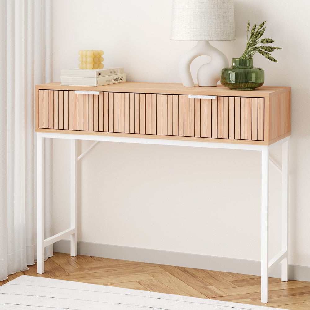 Desks: Artiss Console Table 2 Drawers 92CM
