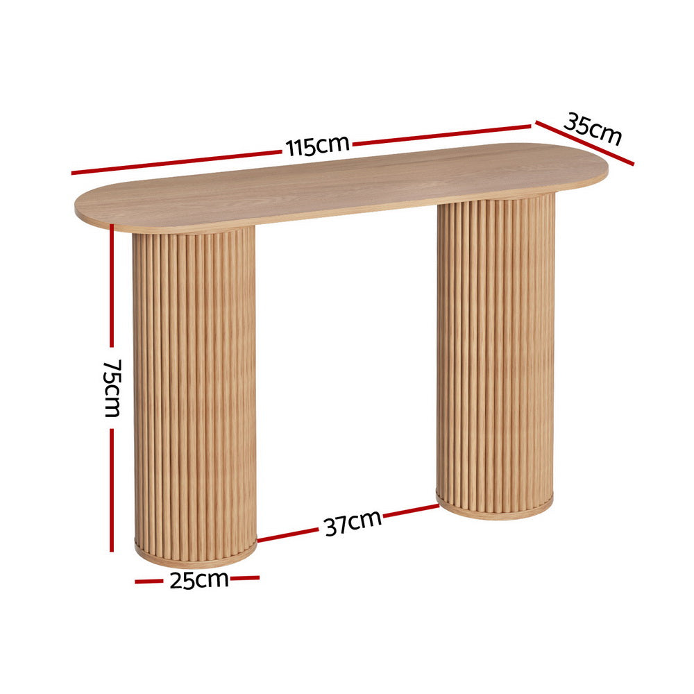 Side Tables: Artiss Console Table Oval 115CM Pine Blake