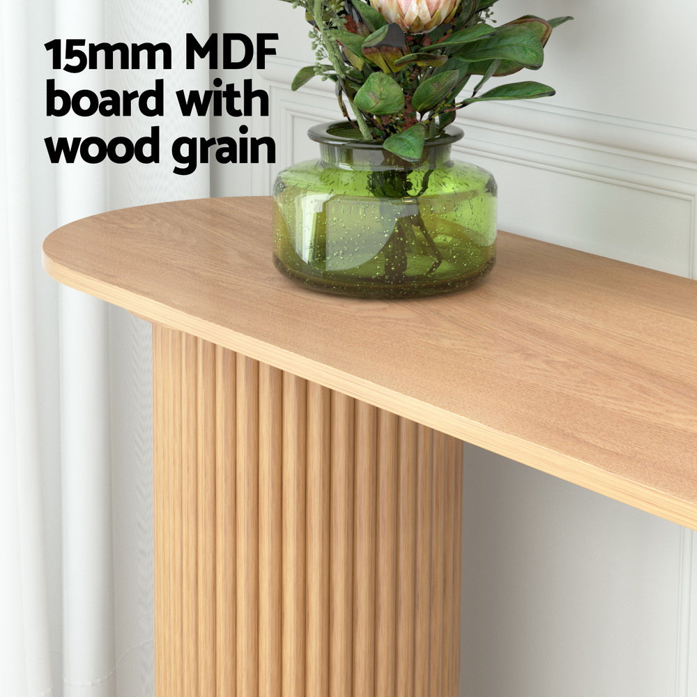 Side Tables: Artiss Console Table Oval 115CM Pine Blake