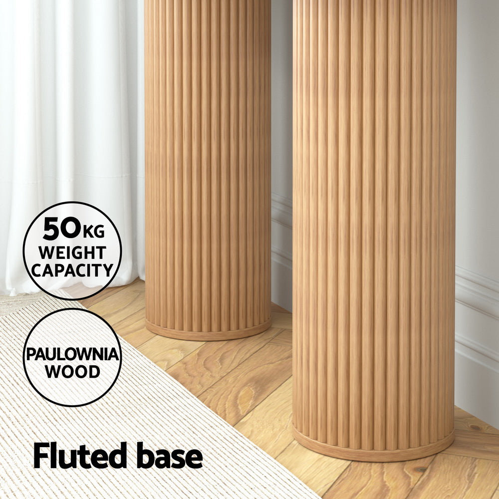 Side Tables: Artiss Console Table Oval 115CM Pine Blake