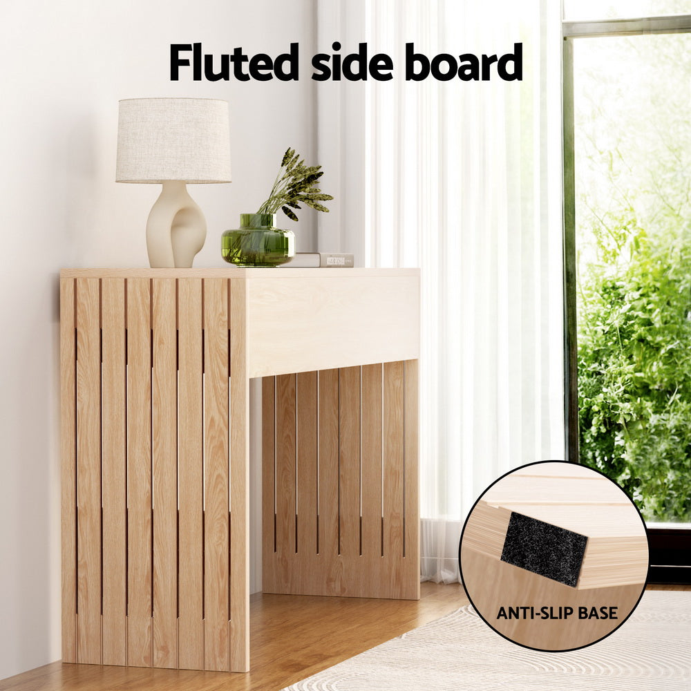 Side Tables: Artiss Console Table Hallway Fluted 120CM Pine