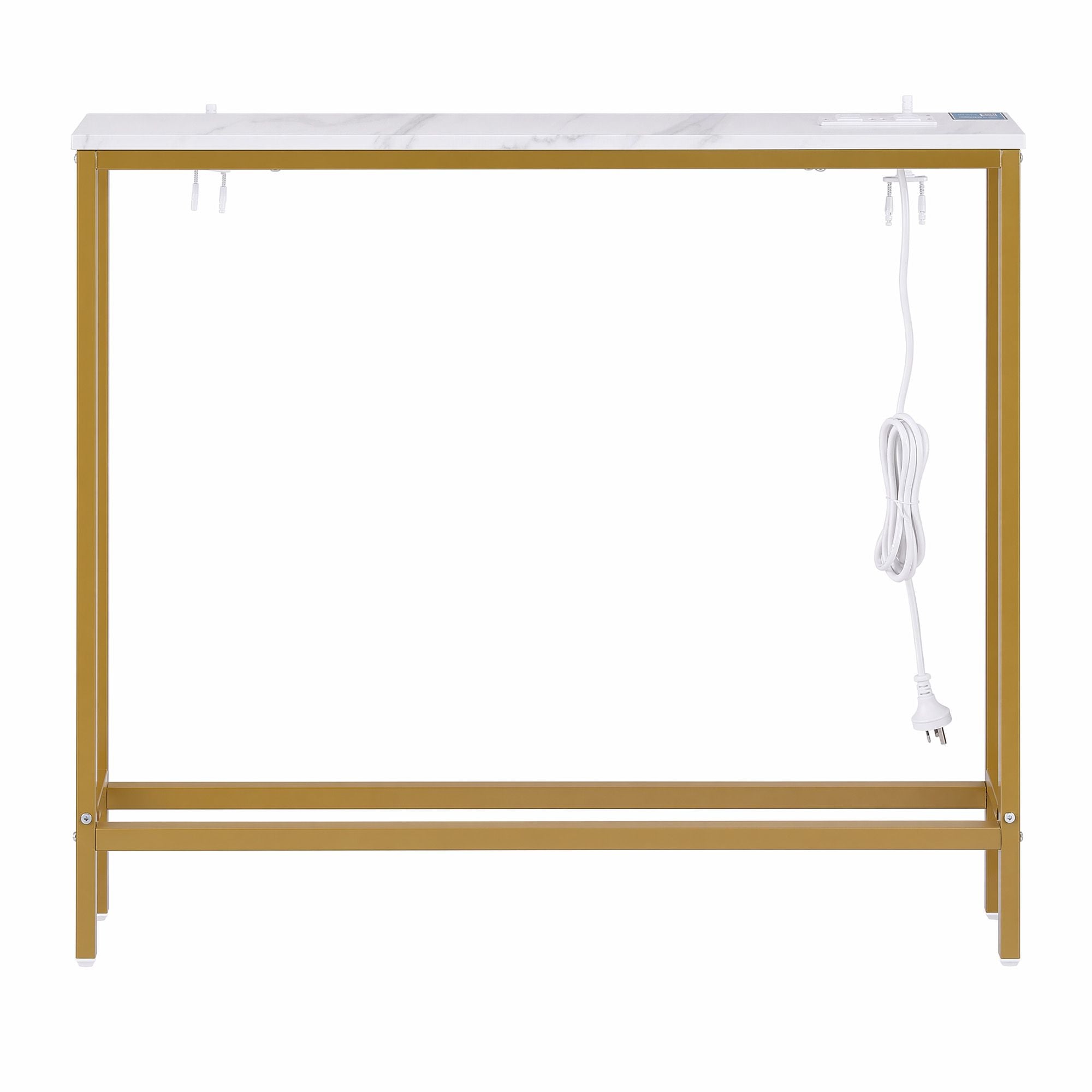 Artiss Console Table Entryway Hallway Display Desk Charging Station Marble Finish White & Gold