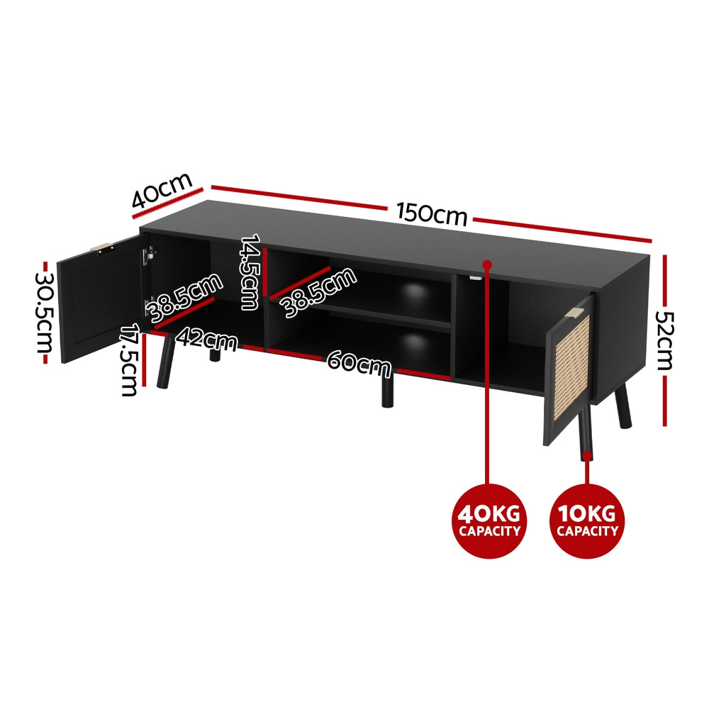 TV Units: Artiss TV Unit 150cm Storage Cabinet Black
