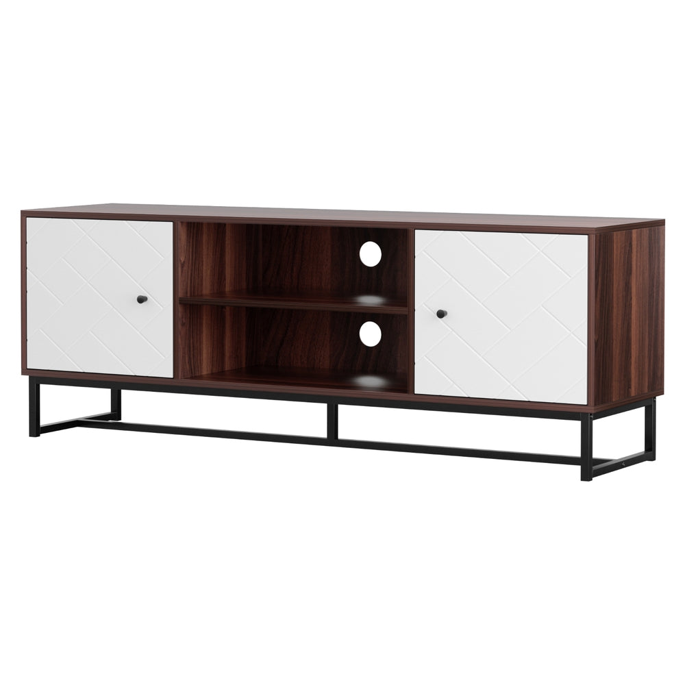 TV Units: Artiss TV Unit 150cm Storage Shelves Walnut White