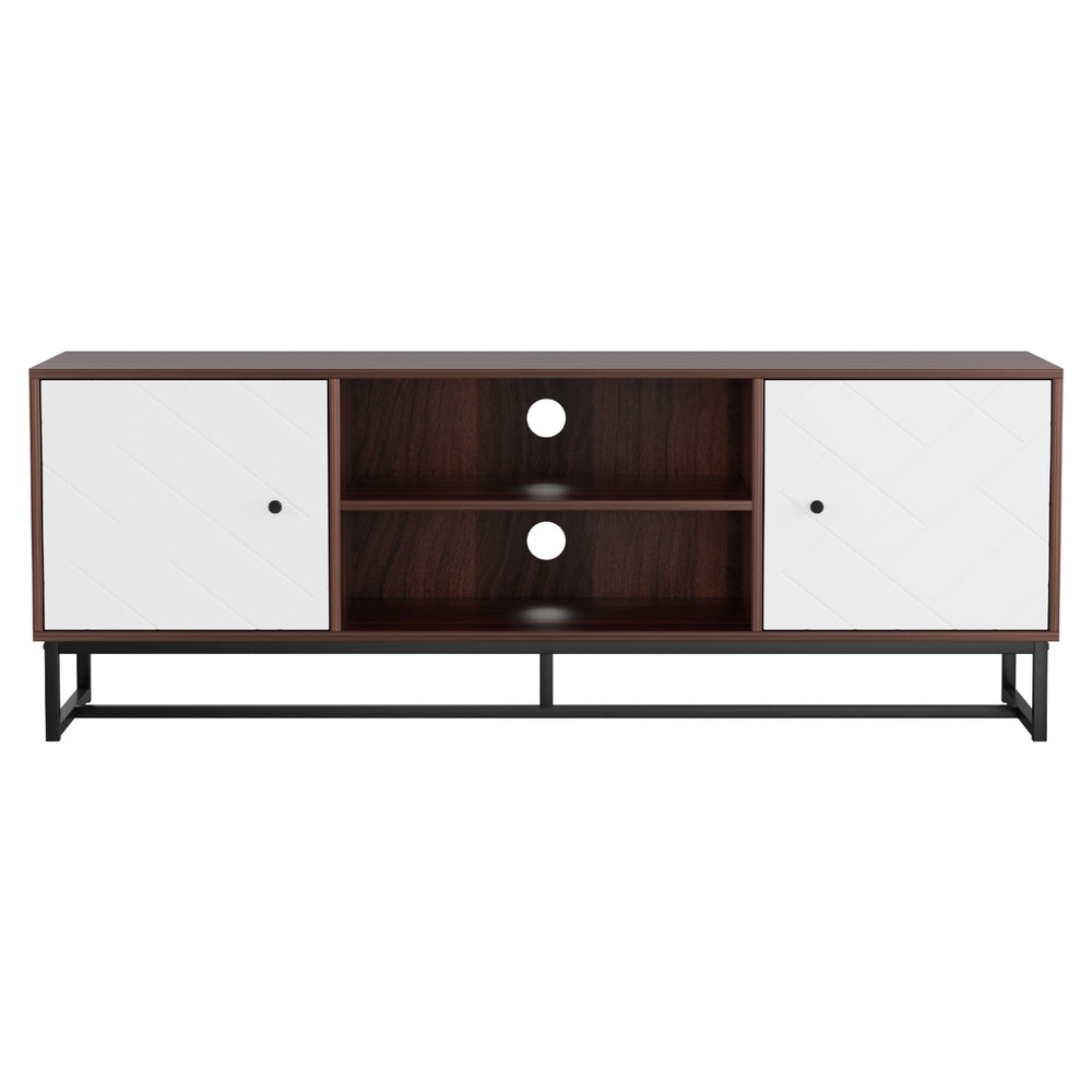 TV Units: Artiss TV Unit 150cm Storage Shelves Walnut White