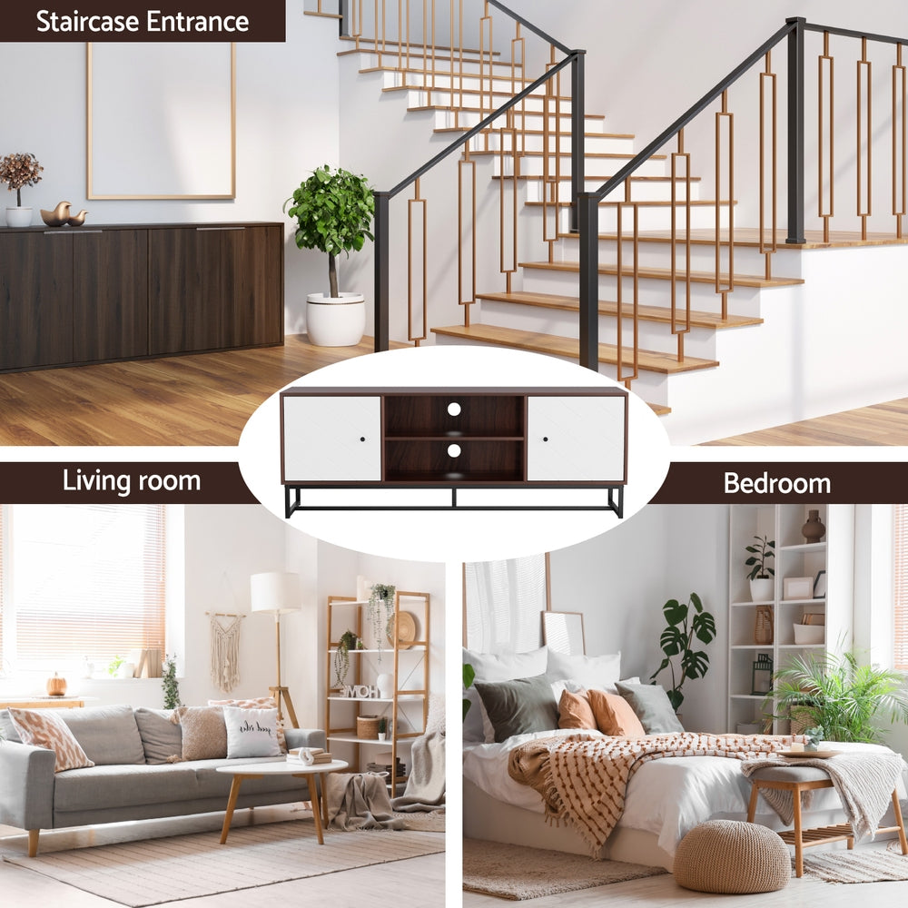 TV Units: Artiss TV Unit 150cm Storage Shelves Walnut White