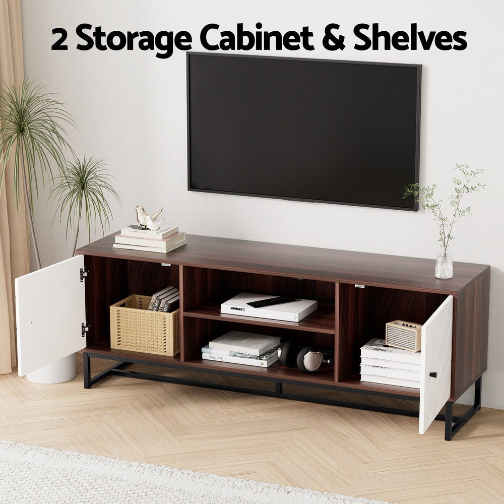 TV Units: Artiss TV Unit 150cm Storage Shelves Walnut White