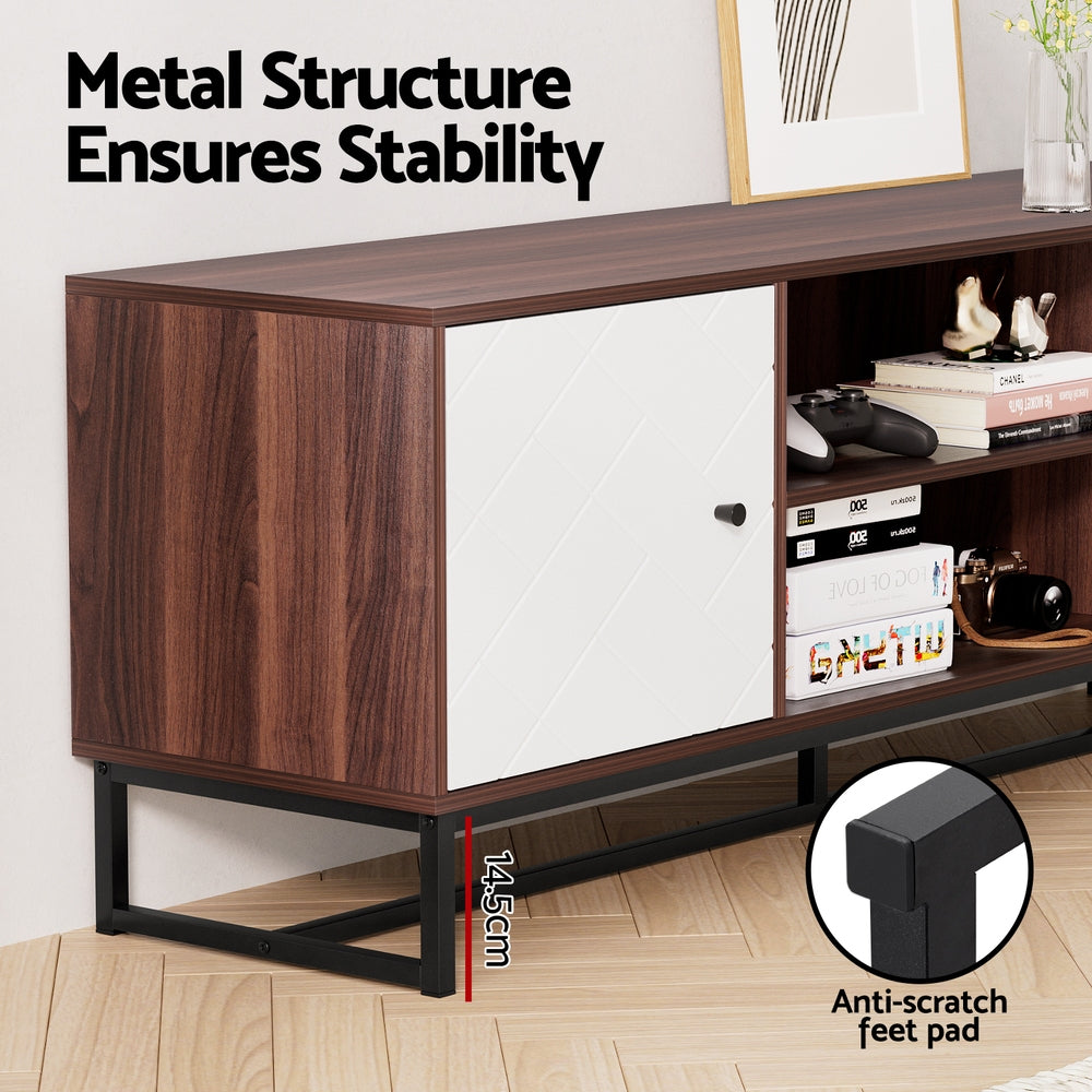 TV Units: Artiss TV Unit 150cm Storage Shelves Walnut White