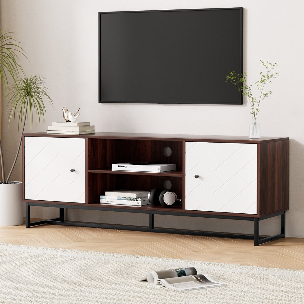 TV Units: Artiss TV Unit 150cm Storage Shelves Walnut White