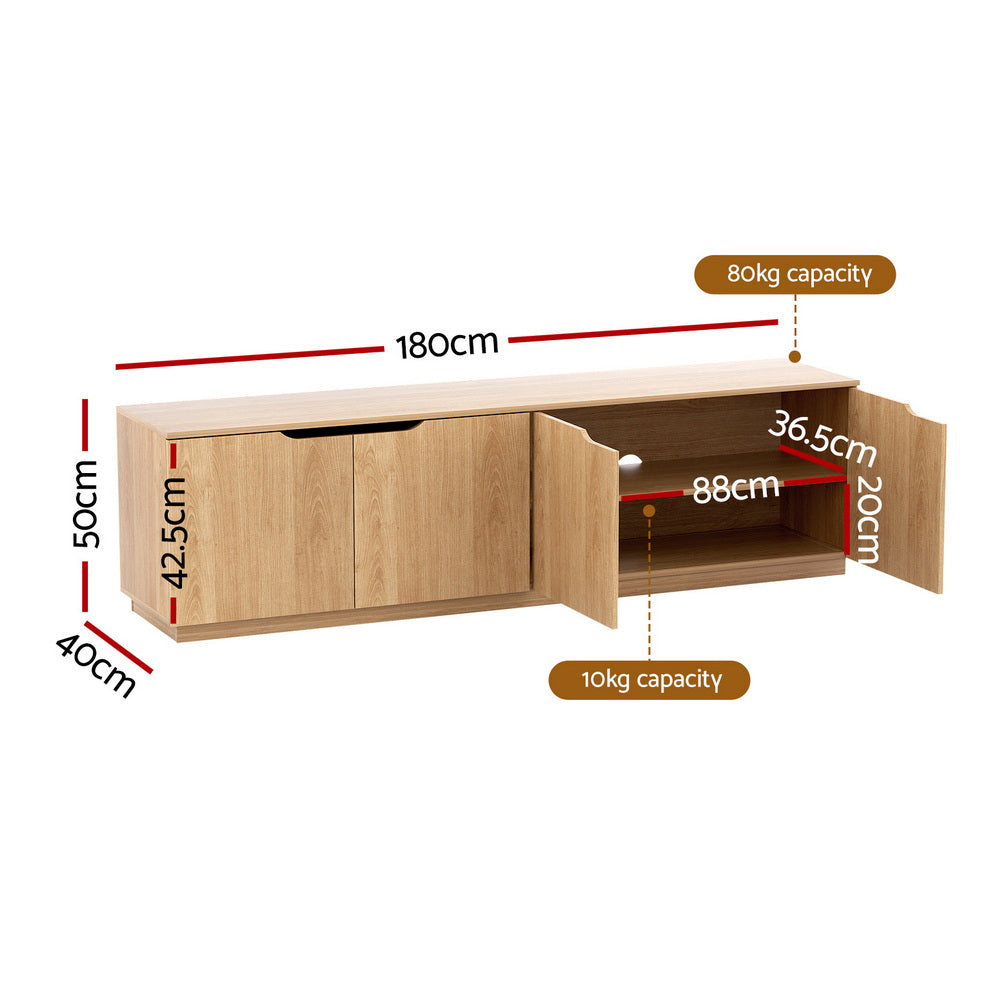 TV Units: Artiss TV Unit Entertainment Unit Storage Cabinet 180cm Pine