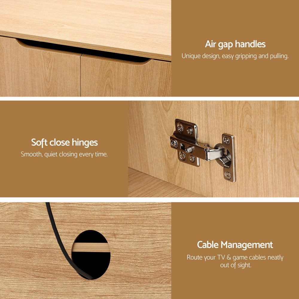 TV Units: Artiss TV Unit Entertainment Unit Storage Cabinet 180cm Pine