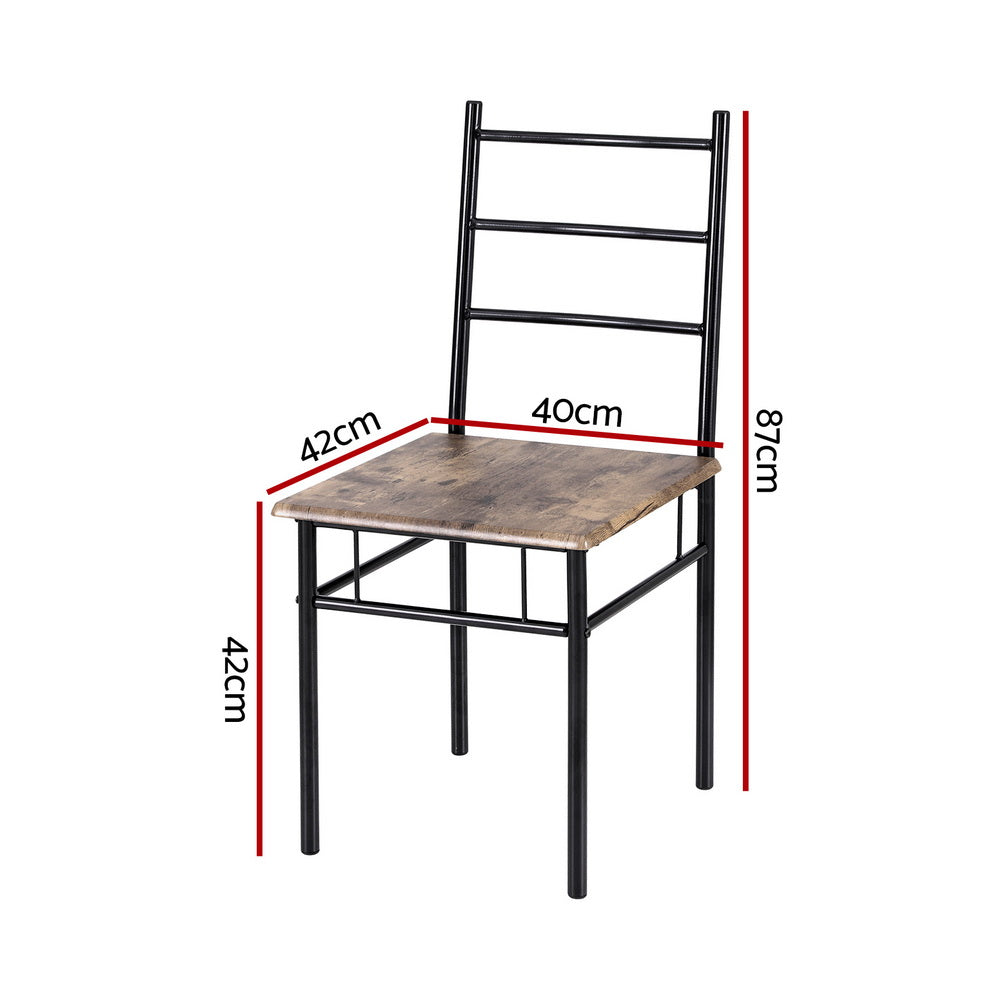 Outdoor Chairs: Artiss Dining Table and Chairs Set 5PCS Industrial Wooden Metal Desk Walnut