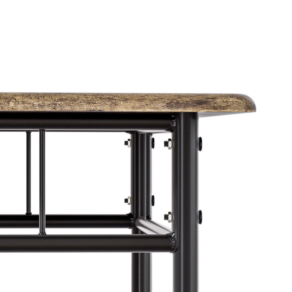 Outdoor Chairs: Artiss Dining Table and Chairs Set 5PCS Industrial Wooden Metal Desk Walnut