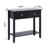 Side Tables: Artiss Console Table Hallway Sofa Entryway Entrance 2 Drawers 80CM Black