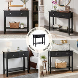Side Tables: Artiss Console Table Hallway Sofa Entryway Entrance 2 Drawers 80CM Black