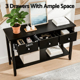 Side Tables: Artiss Console Table Hallway Sofa Entryway Entrance 3 Drawers 100CM Black