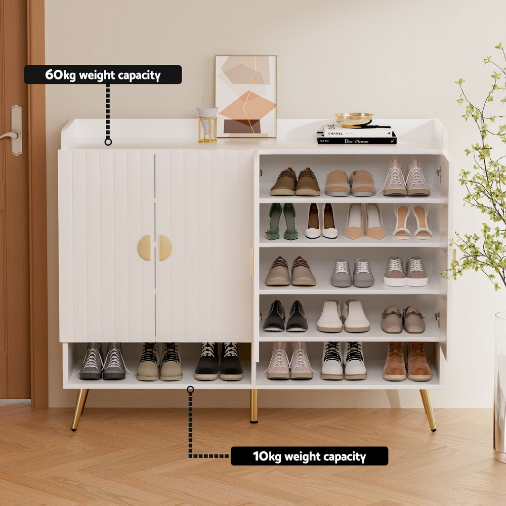 Shoe Storage: Artiss Shoe Rack Cabinet 5 Tiers 30 Pairs White