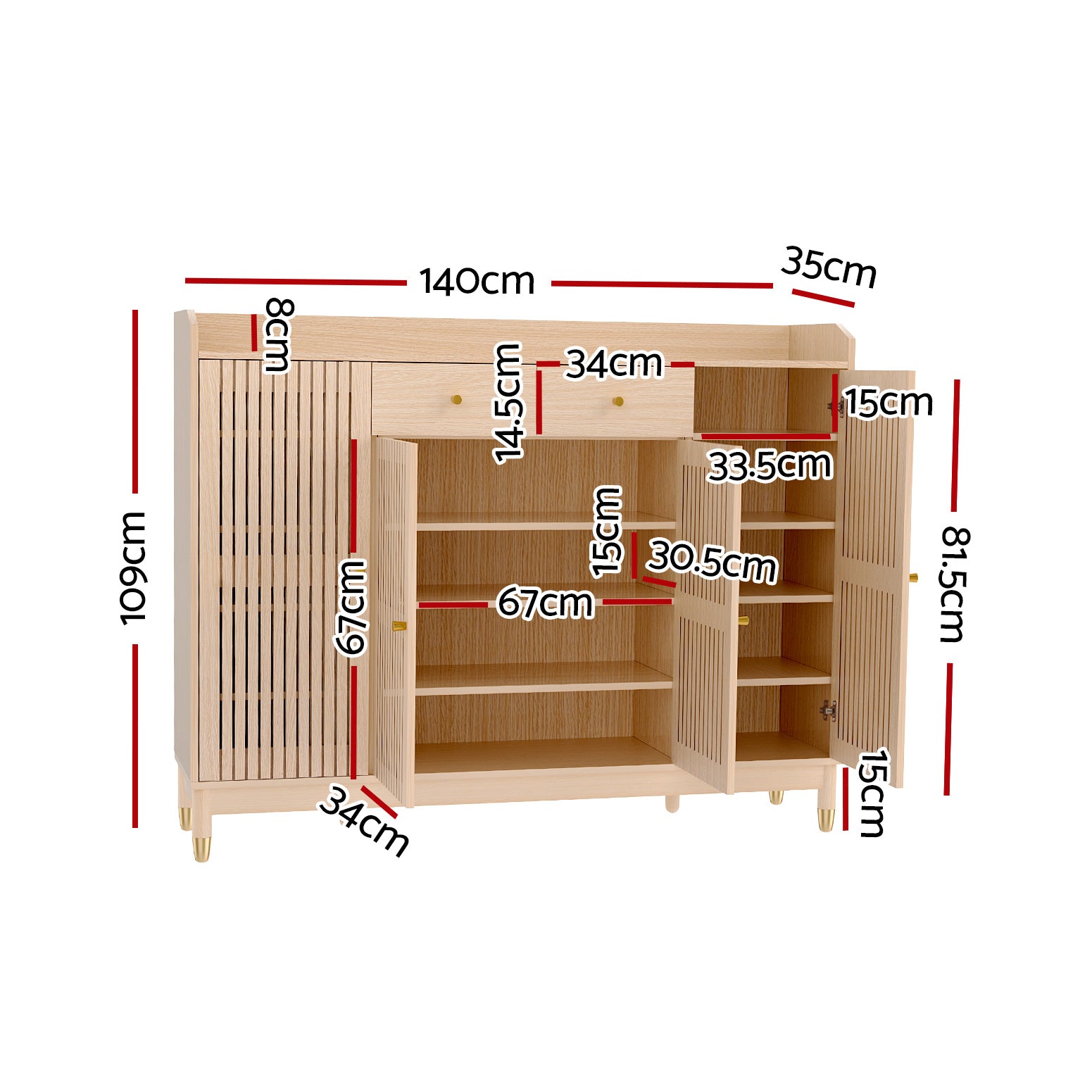 Shoe Storage: Artiss Shoe Rack Cabinet with Shelves 26 Pairs Pine