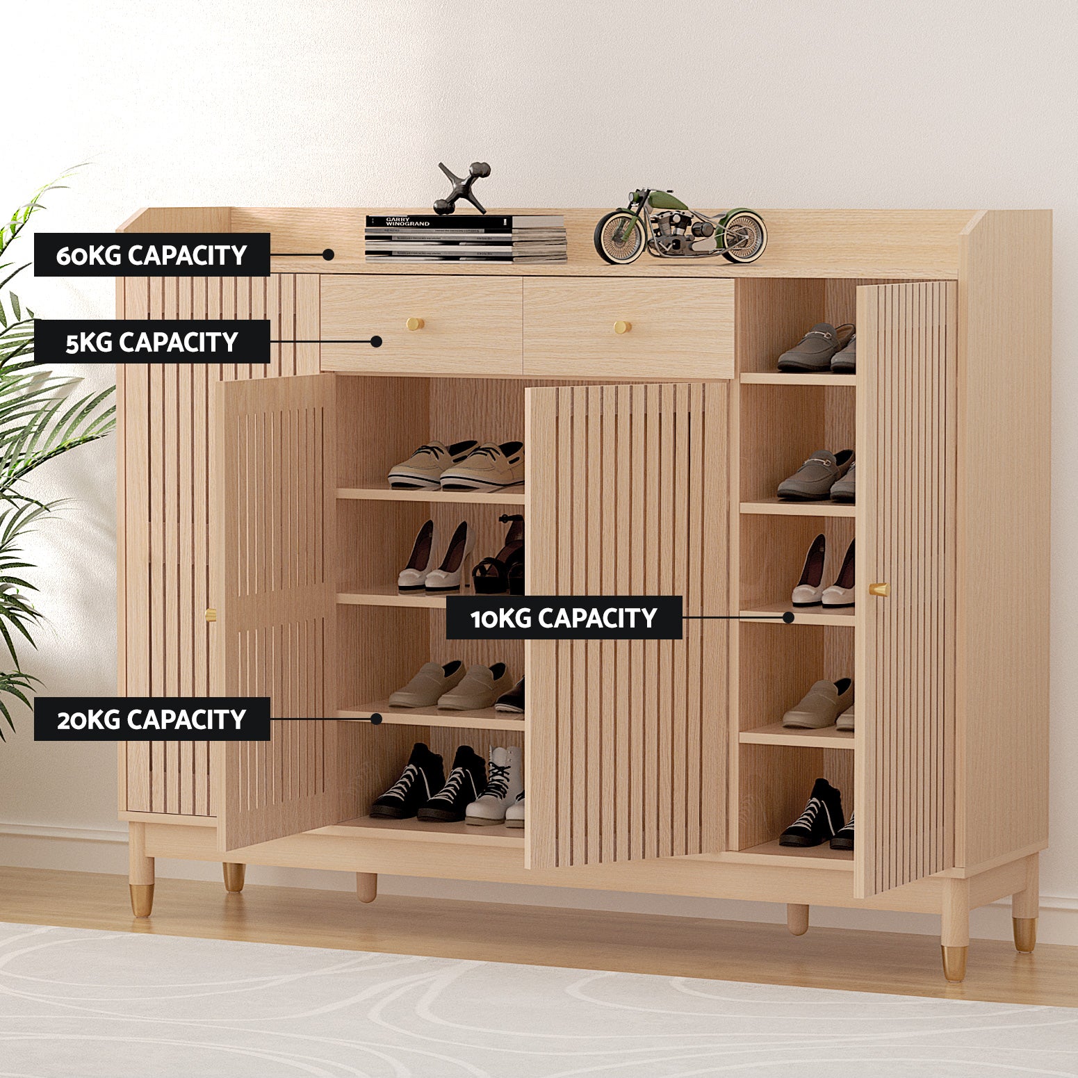 Shoe Storage: Artiss Shoe Rack Cabinet with Shelves 26 Pairs Pine