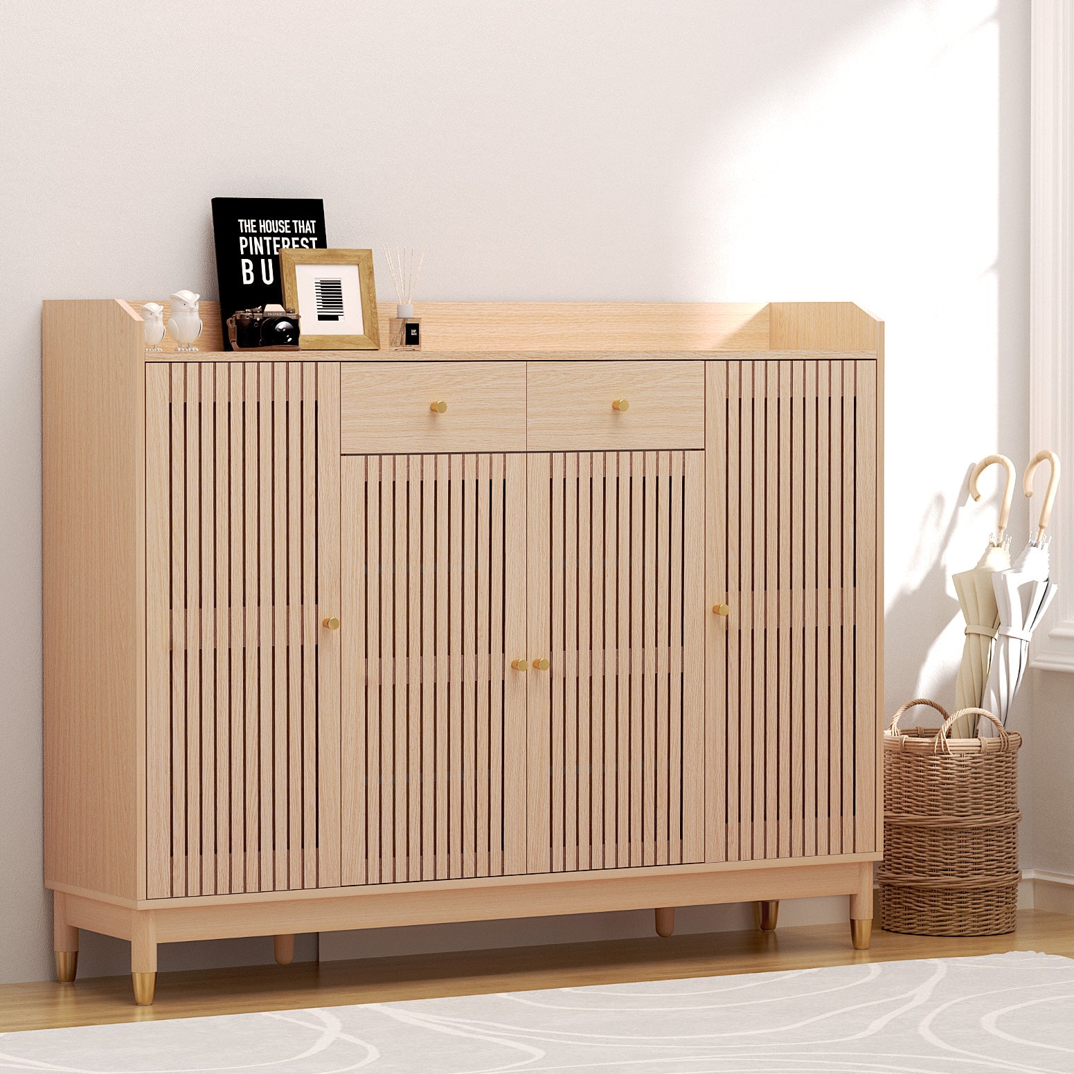 Shoe Storage: Artiss Shoe Rack Cabinet with Shelves 26 Pairs Pine