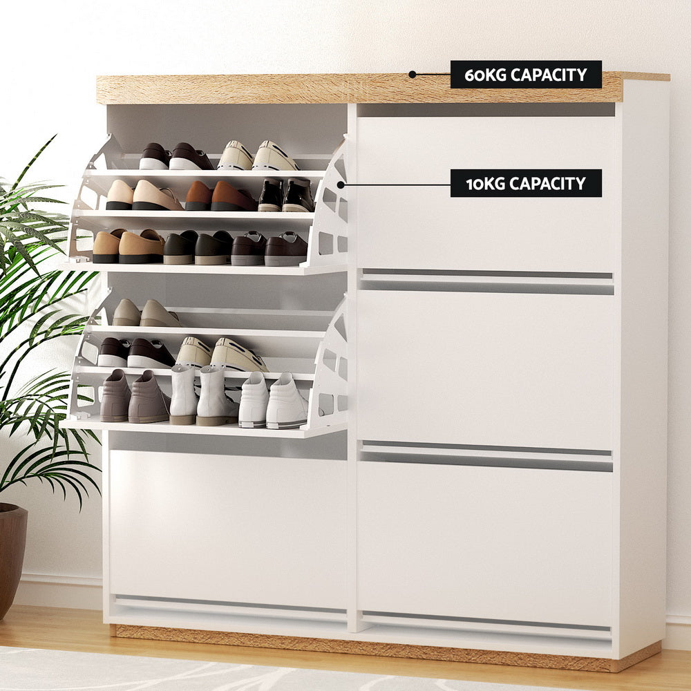 Shoe Storage: Artiss Shoe Rack Cabinet 3-Tier 45 Pairs White