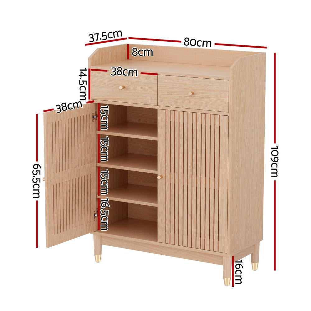 Shoe Storage: Artiss Shoe Rack Cabinet 4-Tier 16 Pairs Pine
