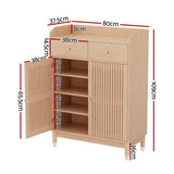 Artiss Shoe Rack Cabinet 4-Tier 16 Pairs Pine