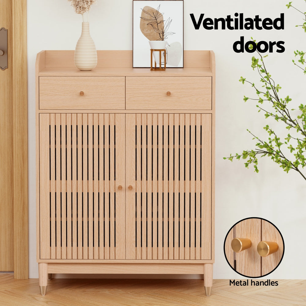 Shoe Storage: Artiss Shoe Rack Cabinet 4-Tier 16 Pairs Pine