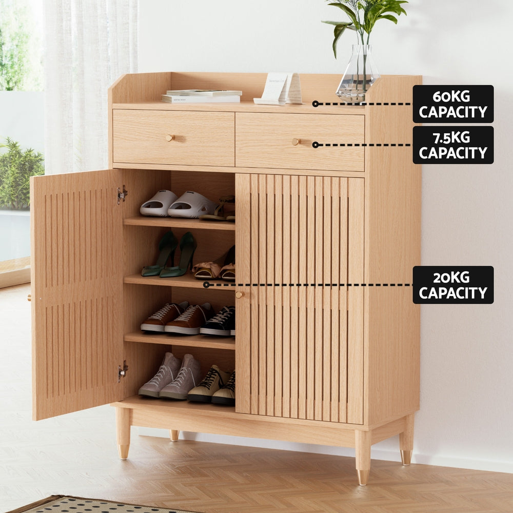Shoe Storage: Artiss Shoe Rack Cabinet 4-Tier 16 Pairs Pine