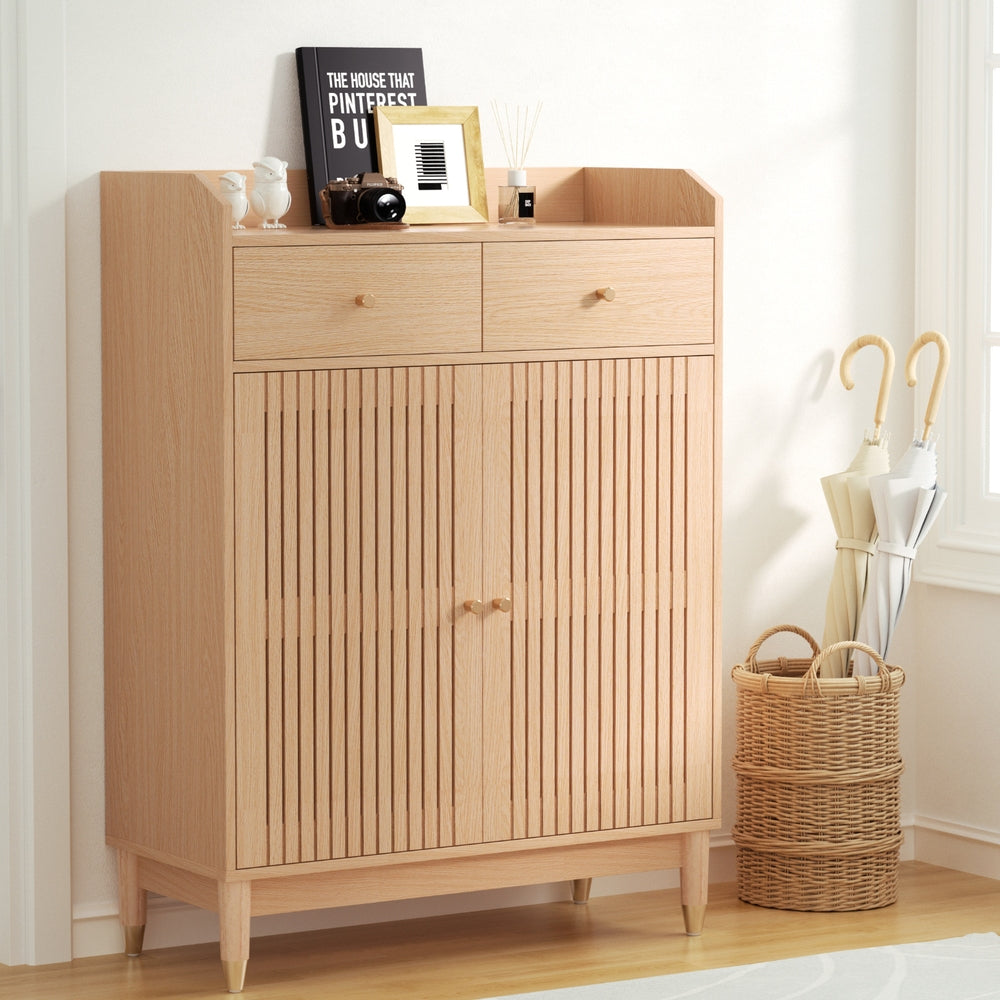 Shoe Storage: Artiss Shoe Rack Cabinet 4-Tier 16 Pairs Pine