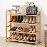 Shoe Storage: Artiss 4 Tier Shoe Rack Bamboo Storage Organiser Pine