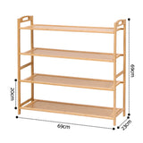 Shoe Storage: Artiss 4 Tier Shoe Rack Bamboo Storage Organiser Pine