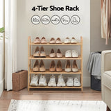 Shoe Storage: Artiss 4 Tier Shoe Rack Bamboo Storage Organiser Pine