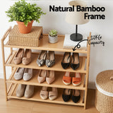 Shoe Storage: Artiss 4 Tier Shoe Rack Bamboo Storage Organiser Pine