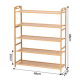 Shoe Storage: Artiss 5 Tier Shoe Rack Bamboo Storage Organiser Pine
