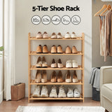 Shoe Storage: Artiss 5 Tier Shoe Rack Bamboo Storage Organiser Pine
