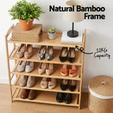 Shoe Storage: Artiss 5 Tier Shoe Rack Bamboo Storage Organiser Pine