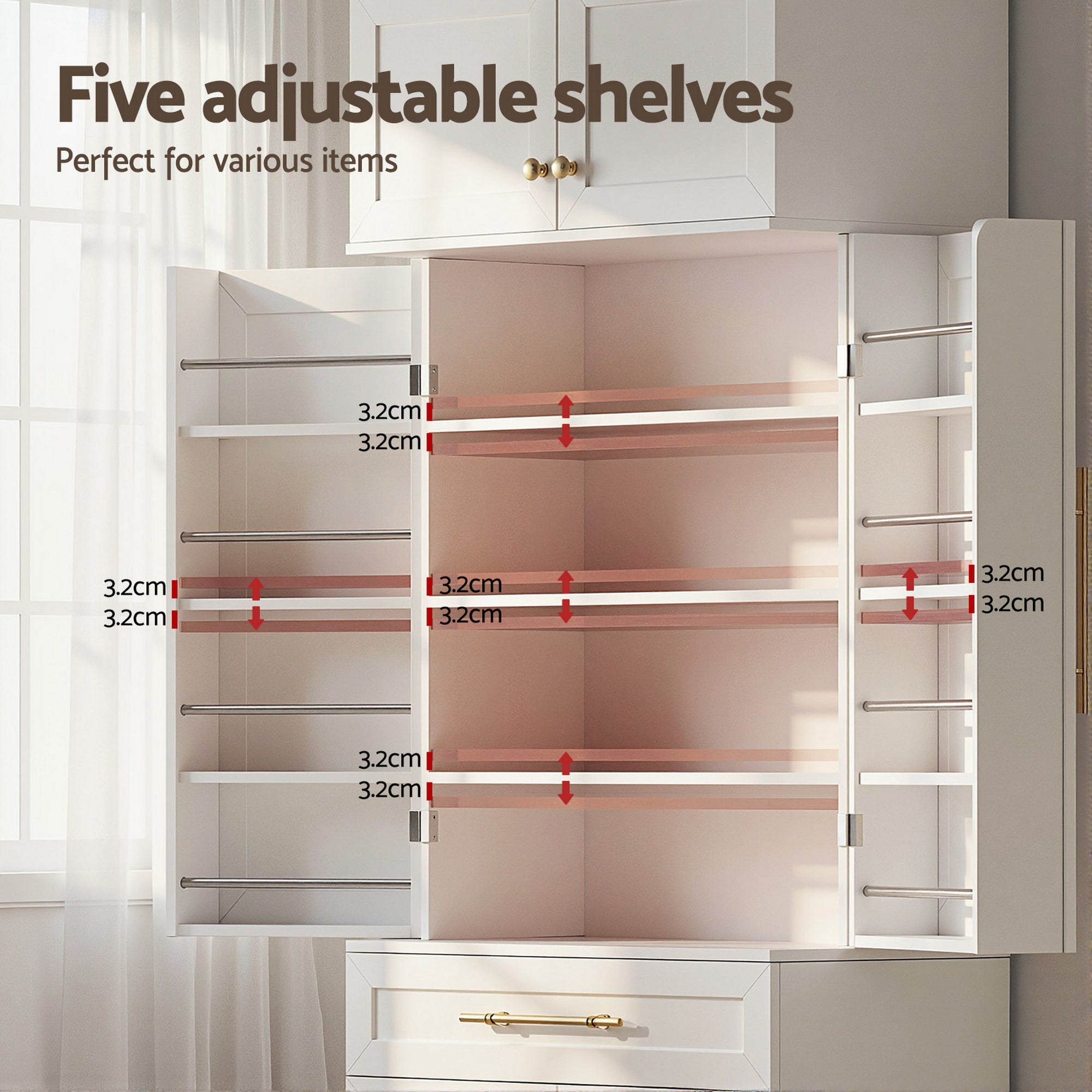 Artiss 2X Buffet Sideboard Cabinet Pantry Kitchen Storage Cupboard Drawers Doors